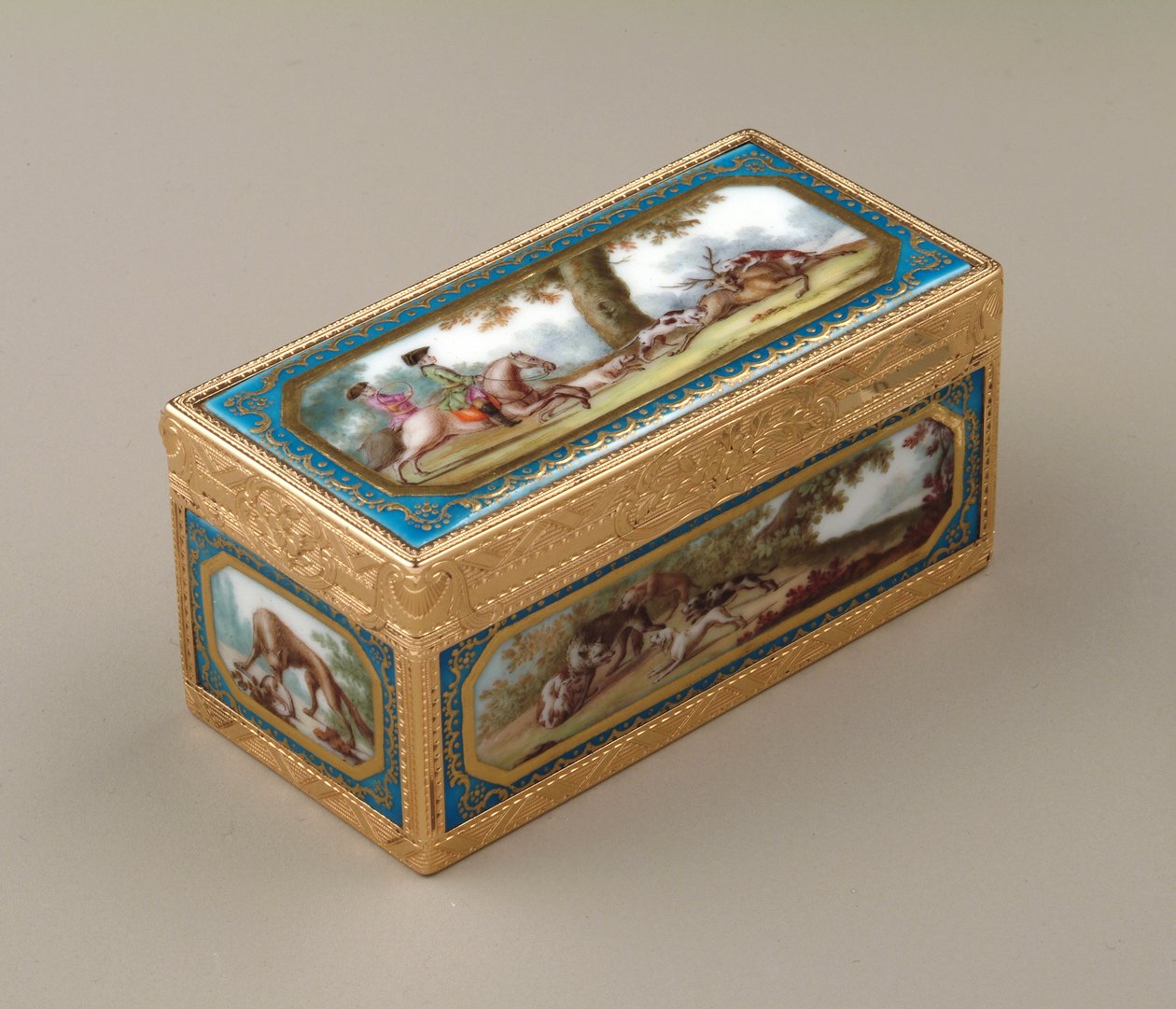 स्नफ़बॉक्स, c.1760 (सेव्रेस चीनी मिट्टी के बरतन के साथ सोना) द्वारा जीन जॉर्जेस