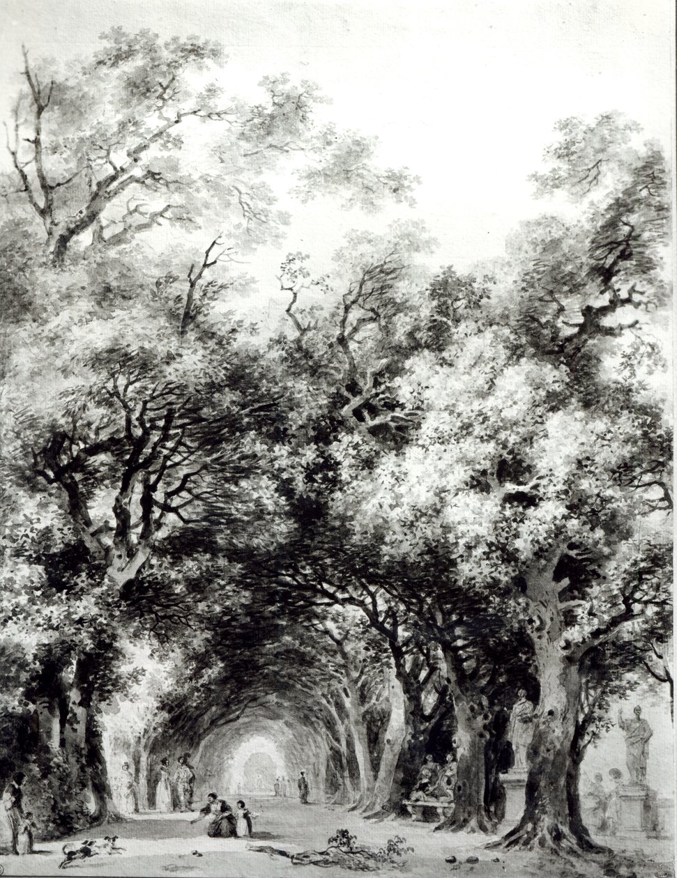 छायादार गली, c.1773-74 (कागज पर सीपिया धोना) द्वारा जीन ऑनर फ्रैगनार्ड