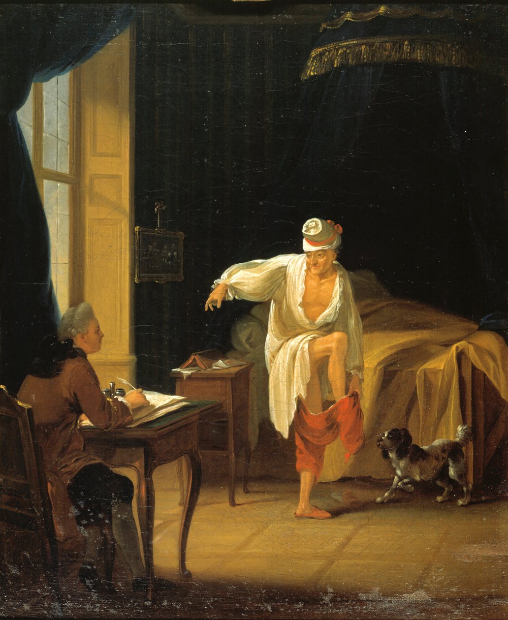 वोल्टेयर फ़र्नी में उठ रहा है, 1772 ई. द्वारा जीन ह्यूबर