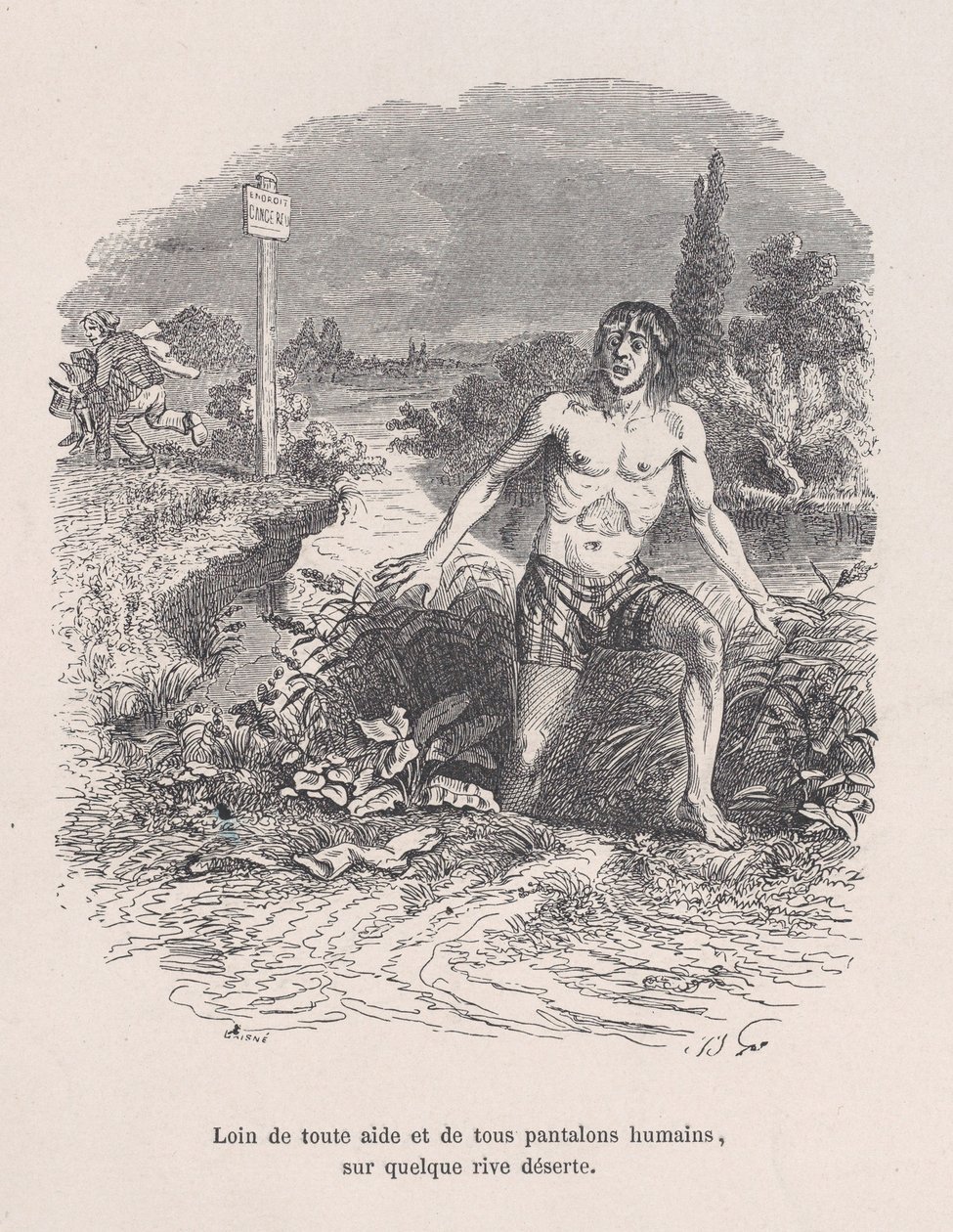 सभी मदद से दूर और बिना पैंट के, लिटिल मिसरीज ऑफ एच..., 1843 से कुछ सुनसान किनारे पर। द्वारा जीन इग्नेस इसिडोर गेयार्ड