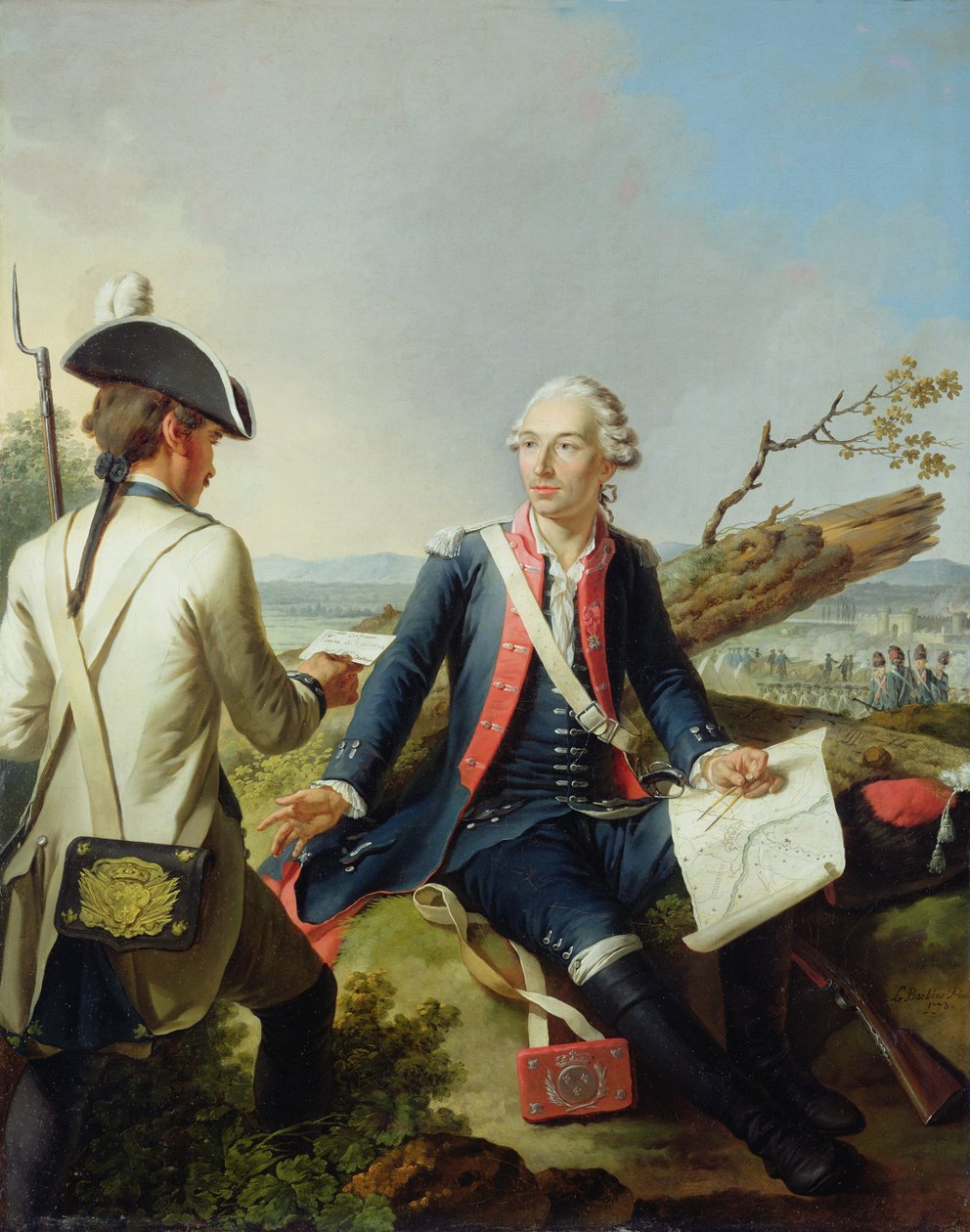 1778 में कसेल की घेराबंदी में मारकिस लुई डीस्टैम्प्स (1734-1815) द्वारा जीन जैक्स फ्रेंकोइस ले बारबियर
