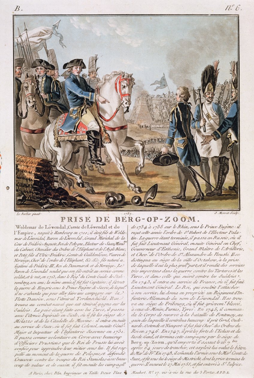 द बर्गिंग-द-द-ज़ूम, नीदरलैंड, 1747, जीन बैप्टिस्ट मोरेट द्वारा उत्कीर्ण (fl.1790-1820) 1787 द्वारा जीन जैक्स फ्रेंकोइस ले बारबियर