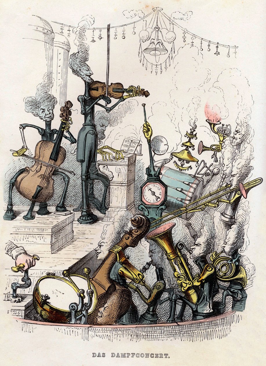 स्टीम कॉन्सर्ट, 1844। द्वारा जीन-जैक्स ग्रैंडविले