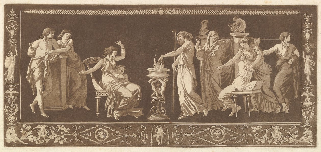 बलिदान का दृश्य प्राचीन बलिदान, विभिन्न रचनाओं के संग्रह से फ्रिज और..., 1784। द्वारा जीन जैक्स लैग्रेनी