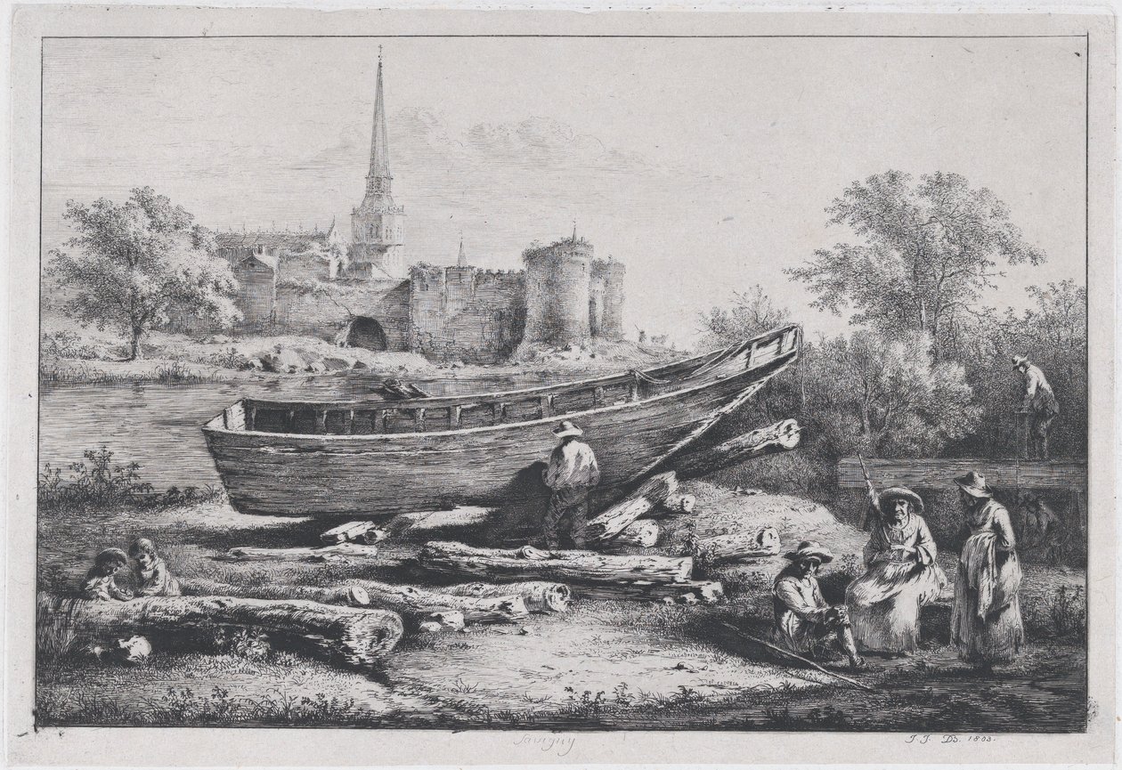 निर्माण स्थल, सविग्नी में, 1803। द्वारा जीन जैक्स डी बोइसियू