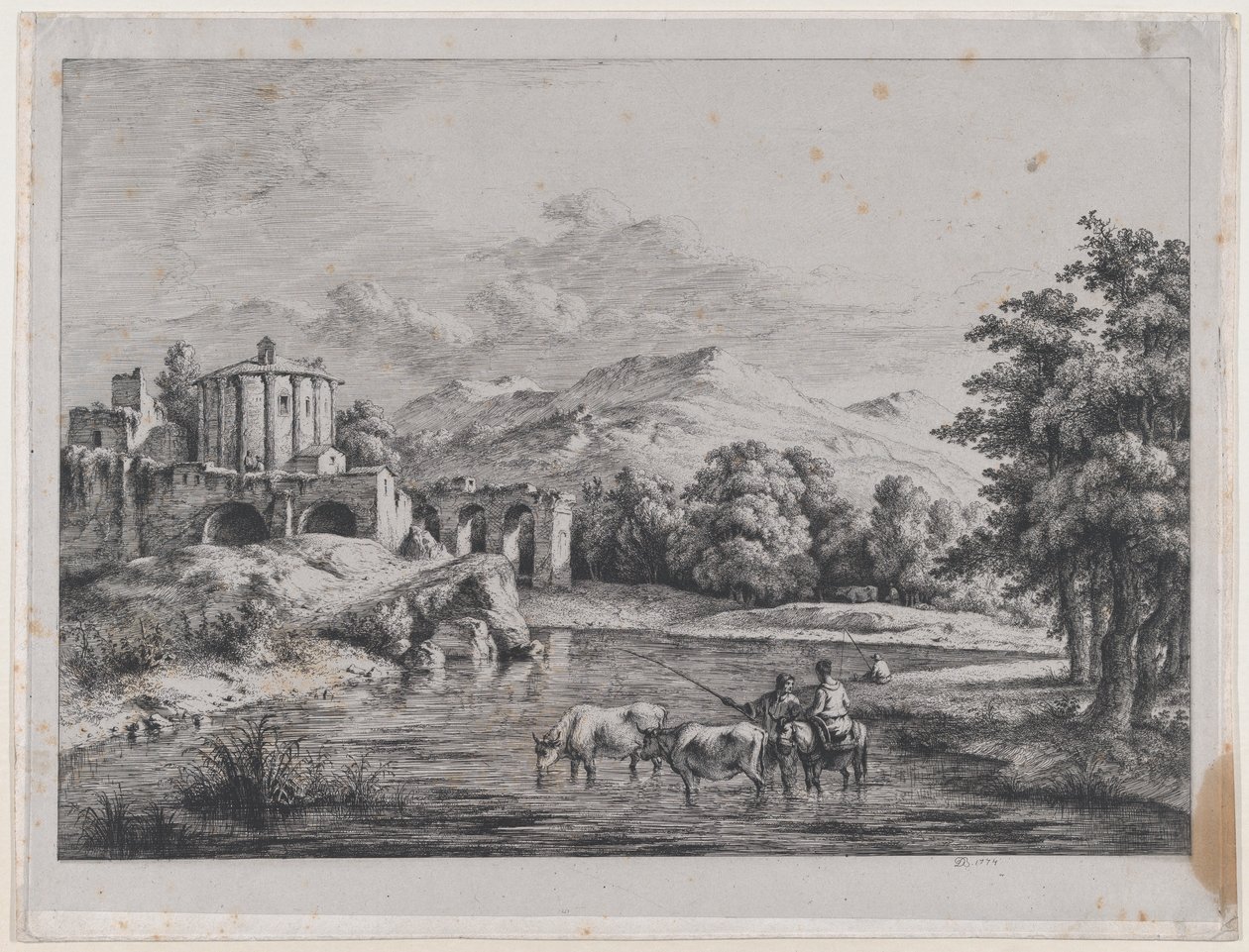 वेस्टा के मंदिर का दृश्य, 1774। द्वारा जीन जैक्स डी बोइसियू