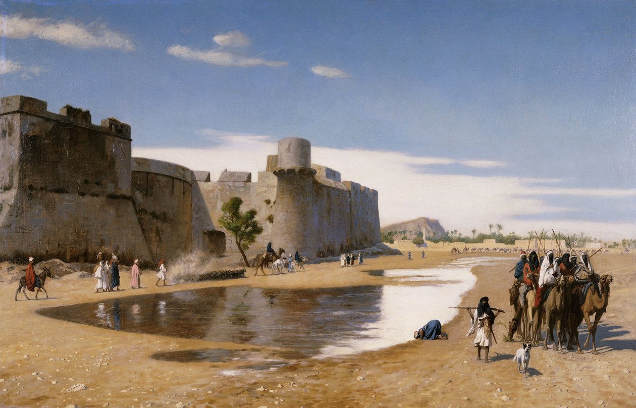 एक फोर्ट टाउन के बाहर एक अरब कारवां, c.1895 द्वारा जीन लियोन गेरोम