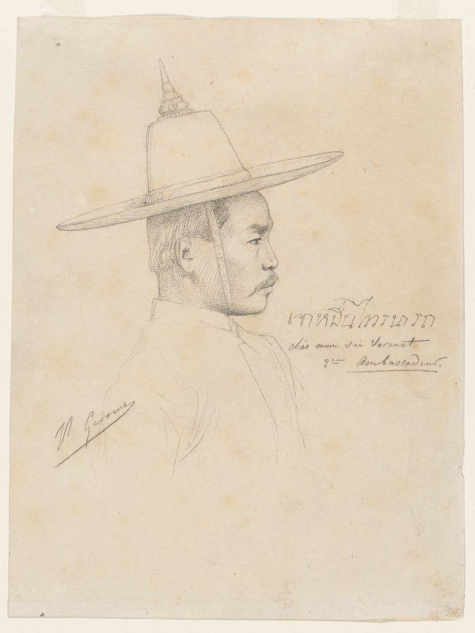 1861-1864 के फॉनटेनब्लियू में सियामी राजदूतों के स्वागत के लिए अध्ययन। द्वारा जीन लियोन गेरोम