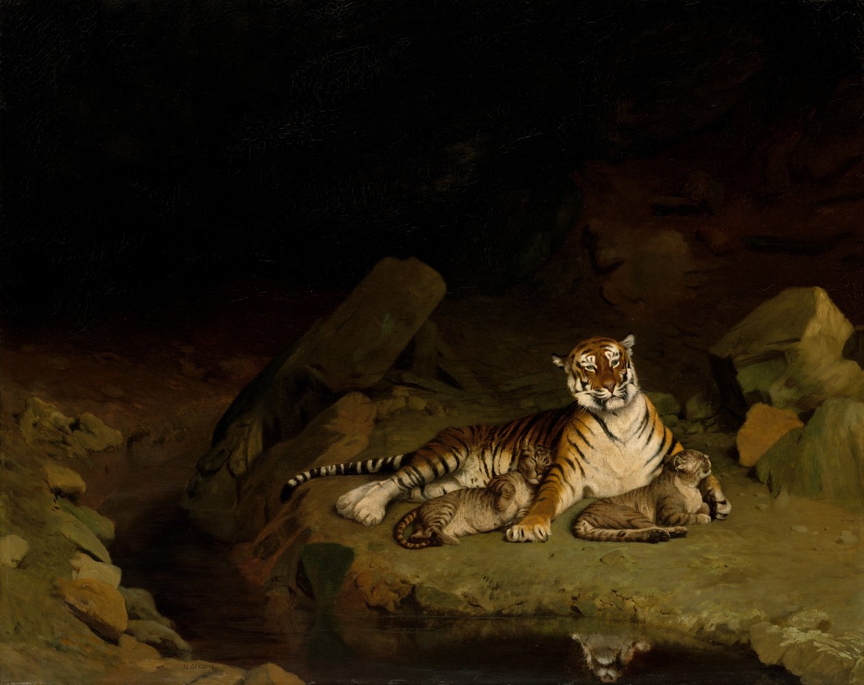 टाइगर और शावक, सीए। 1884। द्वारा जीन लियोन गेरोम