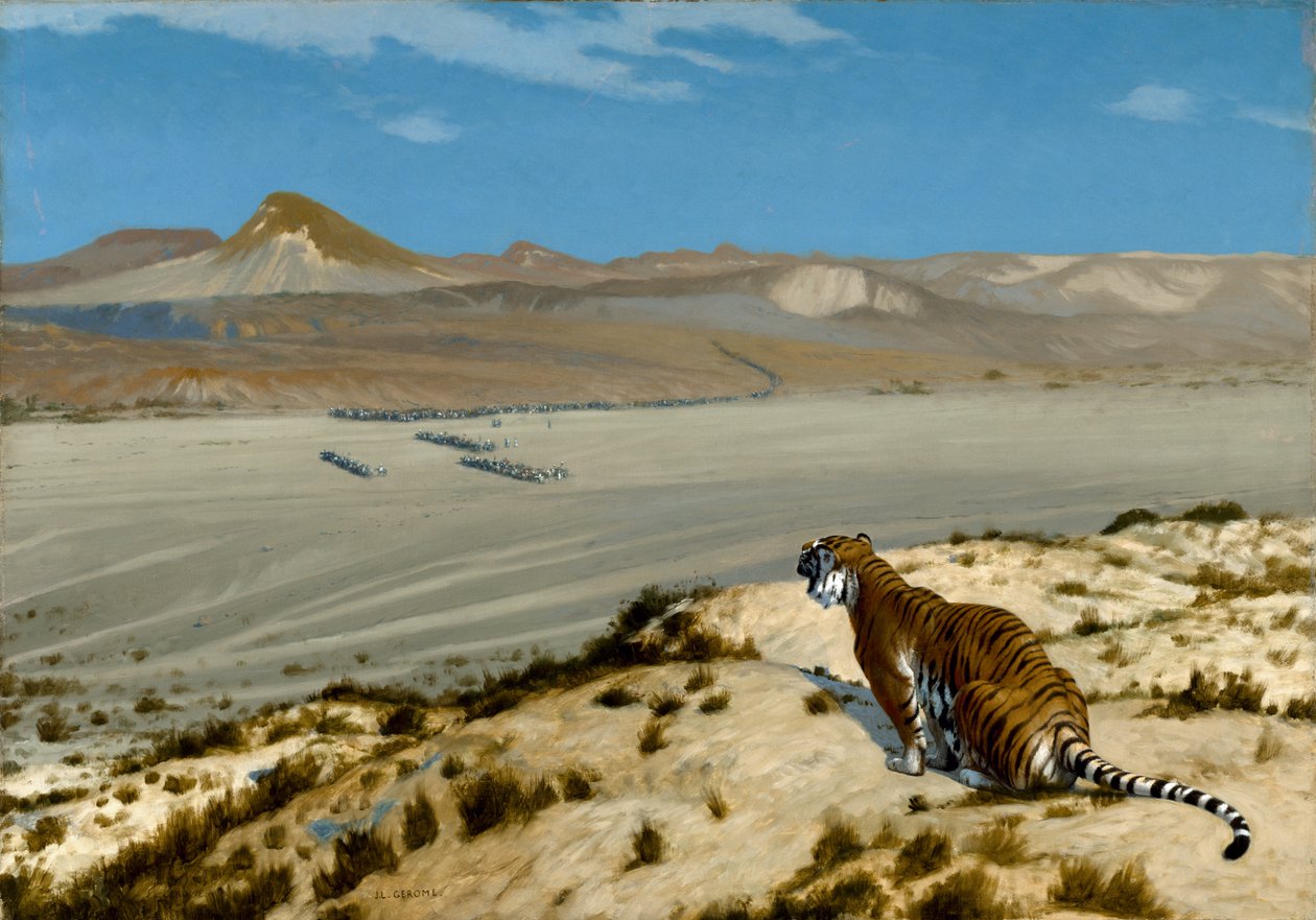 घड़ी पर बाघ, c.1888 (कैनवास पर तेल) द्वारा जीन लियोन गेरोम