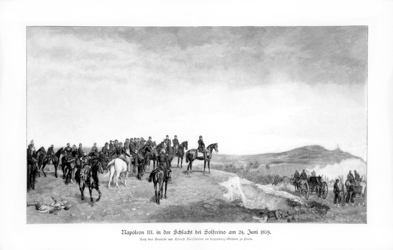 1863, 1900 में सोलफेरिनो की लड़ाई में नेपोलियन III। द्वारा जीन लुइस अर्नेस्ट मीसोनियर