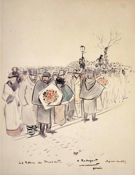 डाकू की वापसी, c.1895 (कागज पर कलम और स्याही और पानी के रंग का) द्वारा जीन लुइस फोरैन