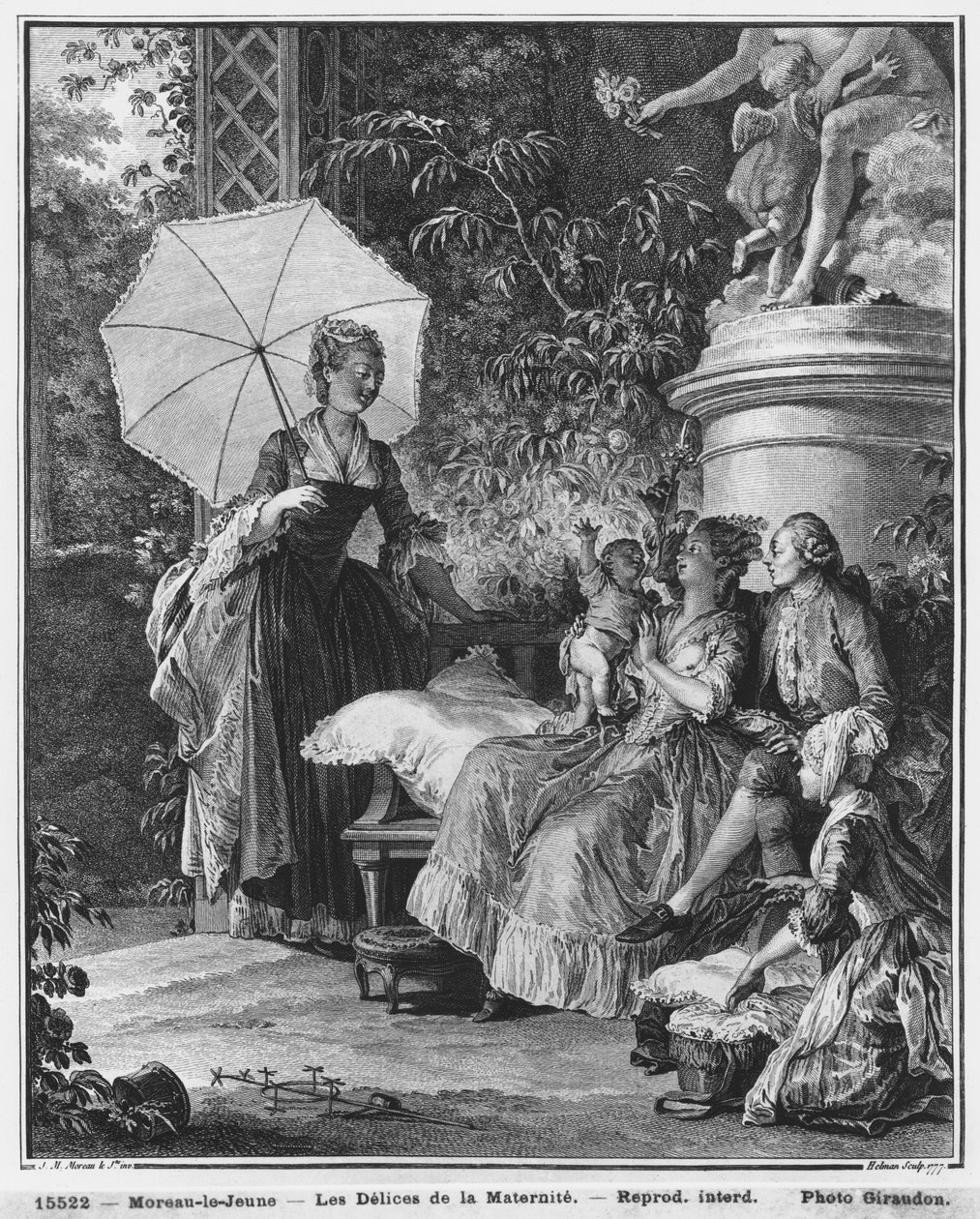 मदरहुड की प्रसन्नता, इसिडोर स्टानिस्लास हेलमैन (1749-1809) 1776 द्वारा उत्कीर्ण द्वारा जीन-मिशेल द यंगर मोरो