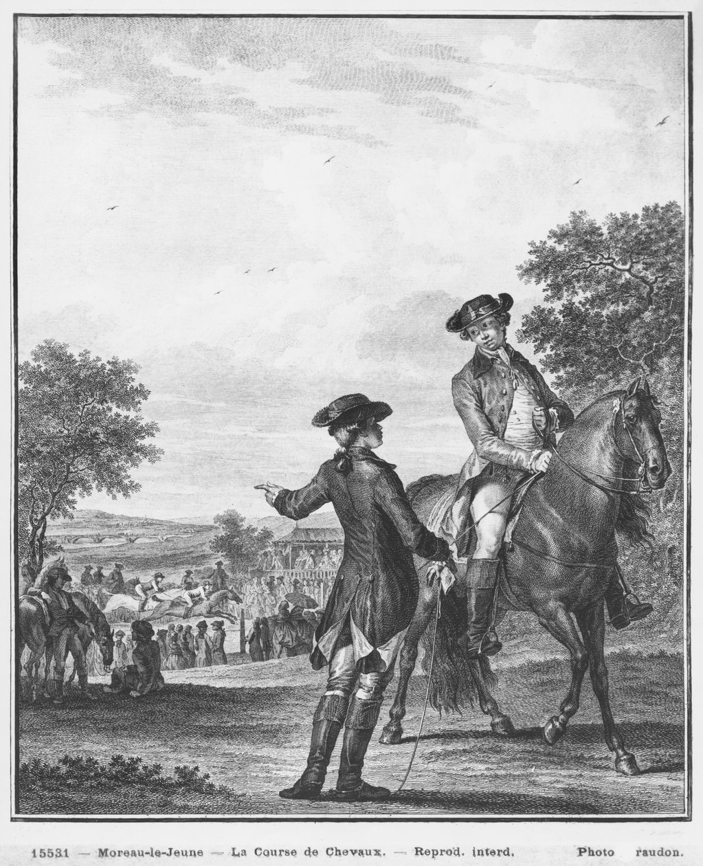 हेनरिक गुटेनबर्ग (1749-1818) c.1777 द्वारा उत्कीर्ण घोड़े की दौड़ द्वारा जीन-मिशेल द यंगर मोरो
