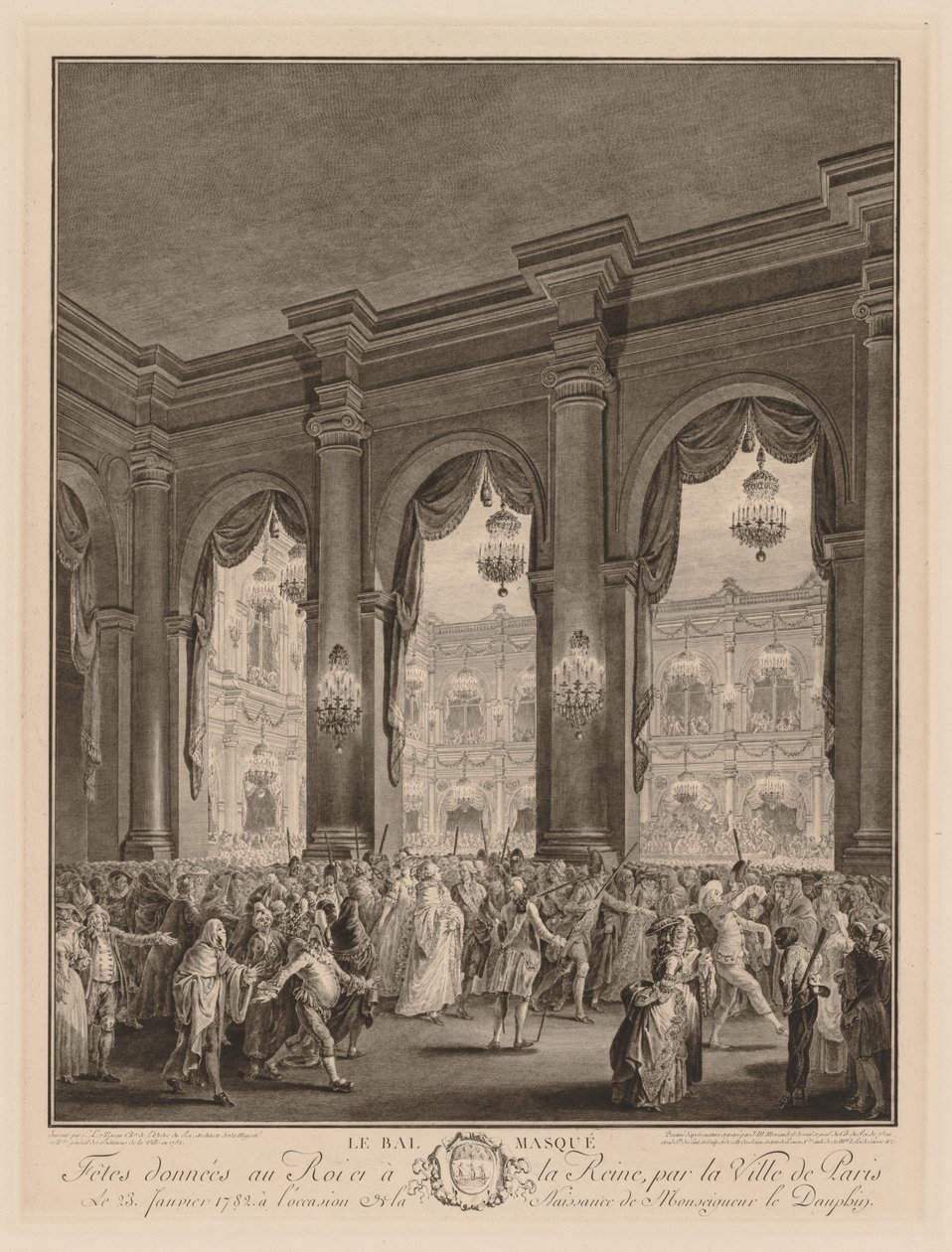 द मास्कड बॉल, 1782। द्वारा जीन-मिशेल द यंगर मोरो