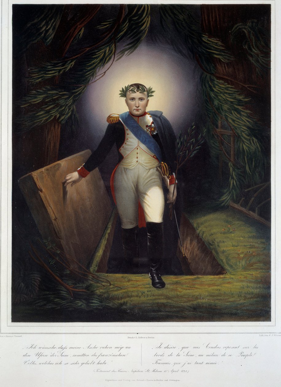 उनकी कब्र से नेपोलियन I (1769 - 1821) के पैर में पोर्ट्रेट। जीन जैक्स वर्नर (1791-1849) और जीन पियरे मैरी जैजेट (1788-1871) द्वारा जीन पियरे मेरी जाज़ेट