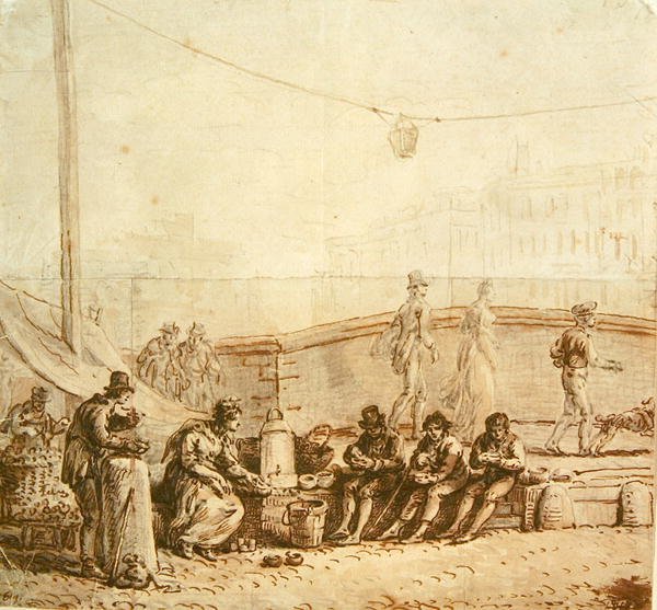 पोंट-नेफ पर कॉफी विक्रेता, 1819 द्वारा जीन पियरे नॉर्ब्लिन