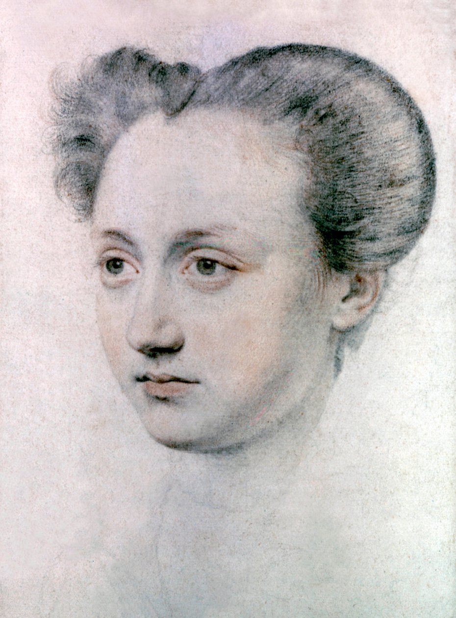 मैरी टॉचेट (1549-1638) फ्रांसीसी राजा चार्ल्स IX की मालकिन, c.1570 (ड्राइंग) द्वारा जीन डे कोर्ट