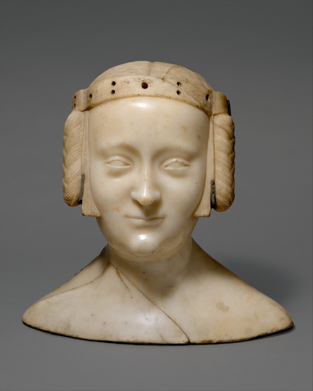 मैरी डी फ्रांस का मकबरा पुतला बस्ट, c.1381 (सीसा जड़ना के साथ संगमरमर) द्वारा जीन डे लीज