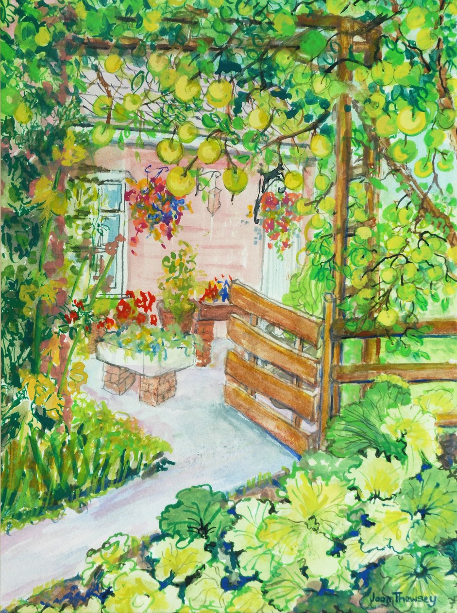 ररब और सेब, रेड कॉटेज स्टूडियो सफोल्क, 2011, जल रंग द्वारा जोन थेवेसी