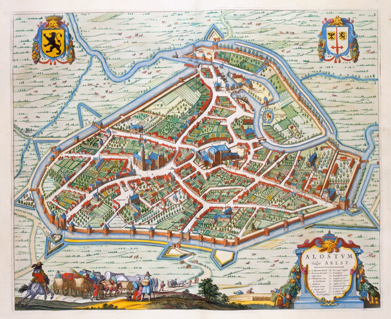 ऑल्स्ट, 1649 (हाथ से सजी नक्काशी) द्वारा जोन ब्लाउ