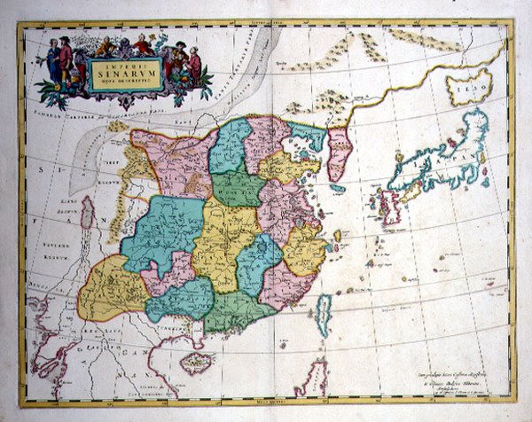 जापान, चीन और कोरिया एक प्रायद्वीप के रूप में, c.1700 (रंग उत्कीर्णन) द्वारा जोन ब्लाउ