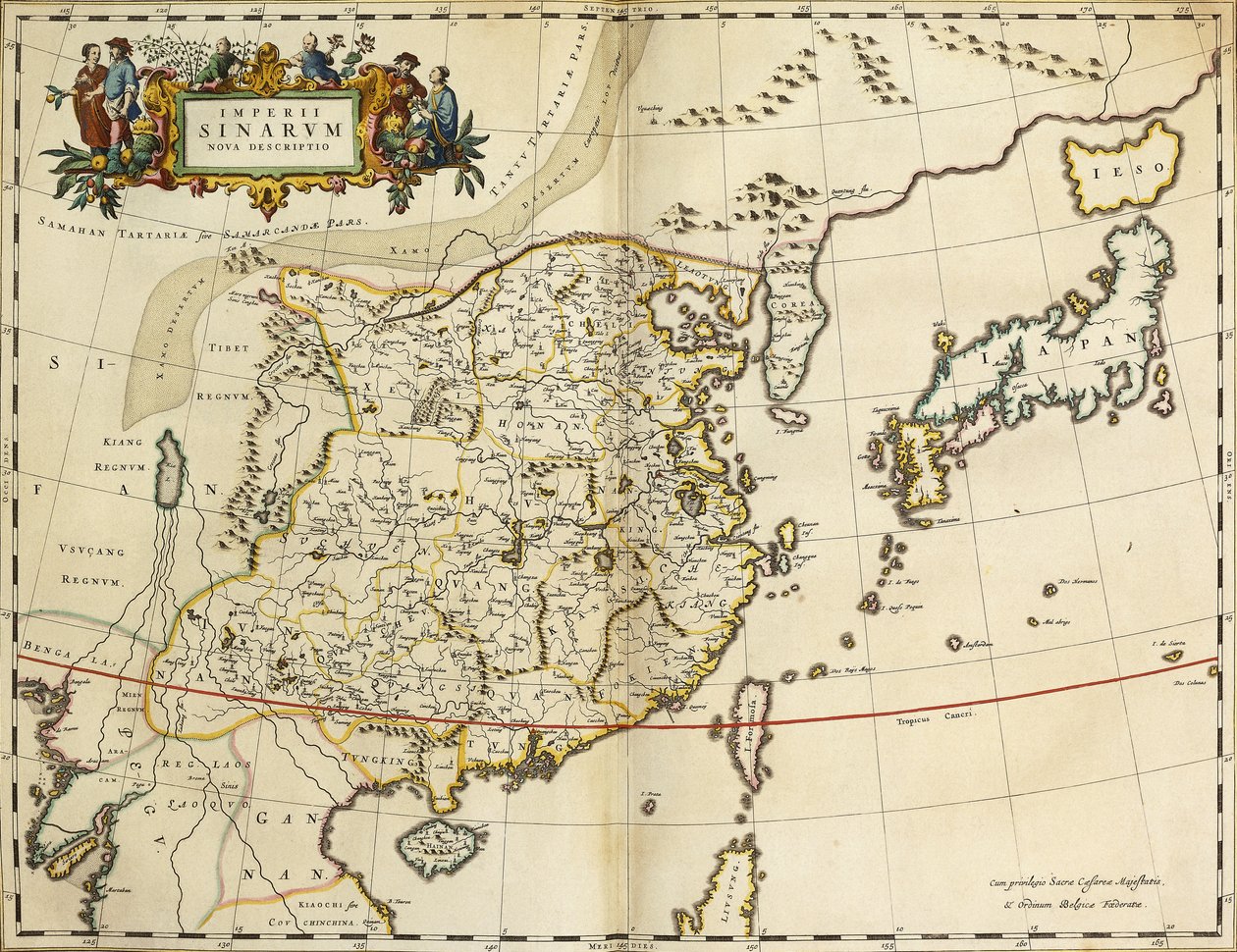 चीन का मानचित्र, "एटलस मैओर सिव कॉसमोग्राफिया ब्लावियाना", 1662 से द्वारा जोन ब्लाउ