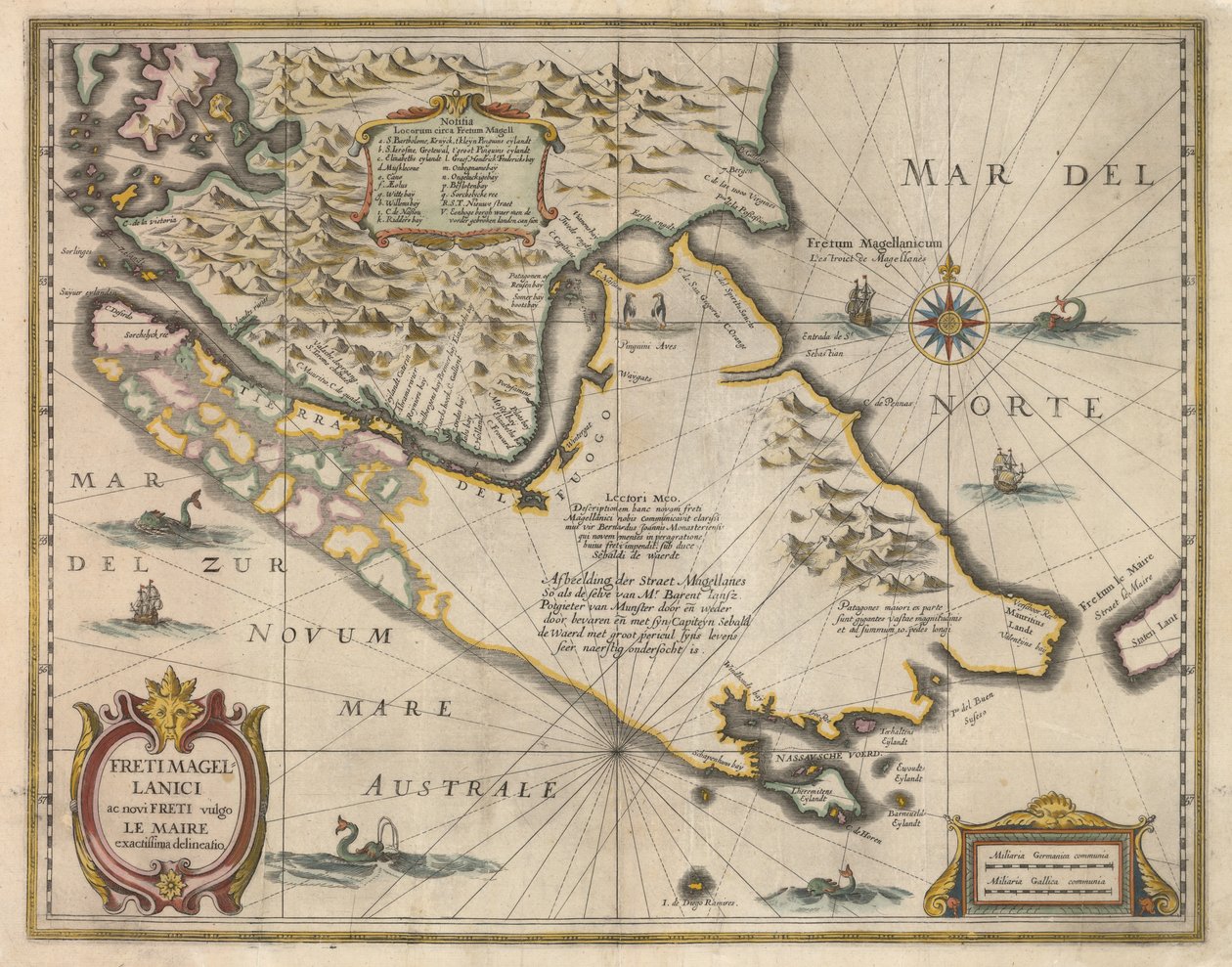 आम लोगों के चित्रण, नए और सबसे Magellane और Le Maire जलसन्धि, 1630 की सटीक पर निर्भर द्वारा जोडोकस होंडियस