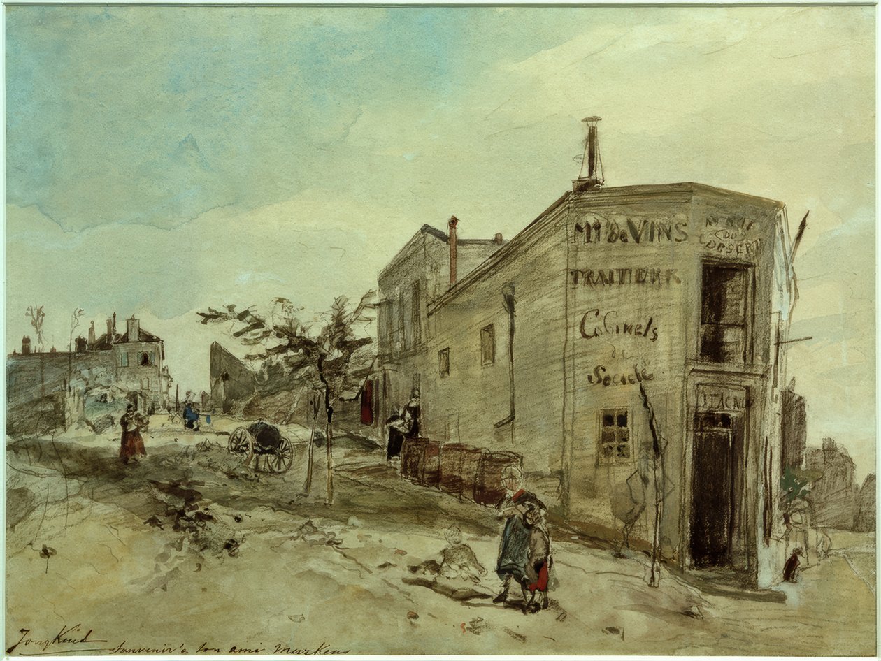 Montmartre की ओर मुख किए हुए, Café Le Roi du Desert द्वारा जोहान बर्थोल्ड जोंगकिंड