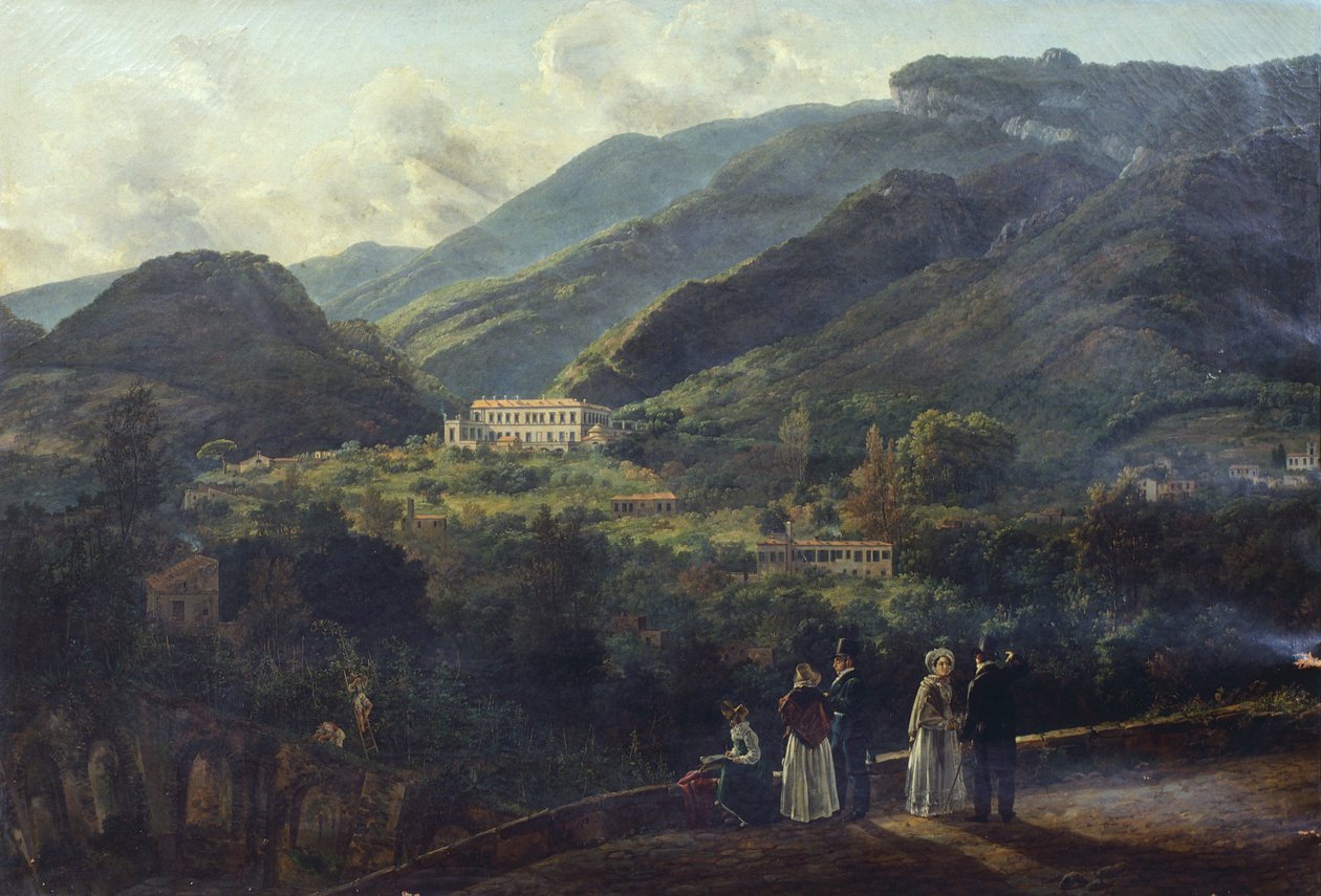 जोहान क्रिश्चियन क्लॉसन डाहल (1788-1857), इटली द्वारा नेपल्स के पास, रॉयल पैलेस ऑफ क्विसाना द्वारा जोहान क्रिश्चियन डाहल