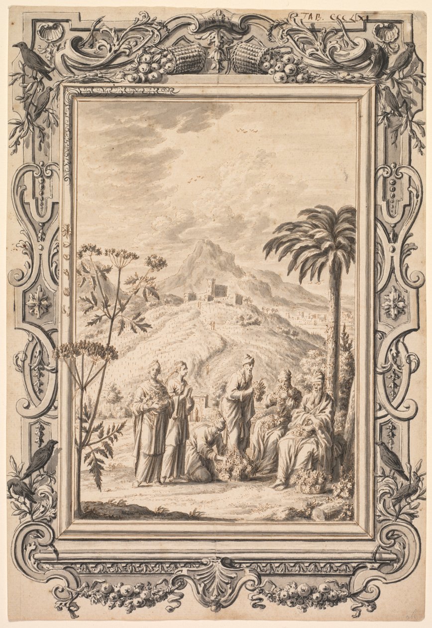 कुफ़र-बिबेल कॉपर बाइबिल के लिए चित्रण और सीमा डिजाइन, सी। 1730. द्वारा जोहान मेलचियर फ्यूस्लीक