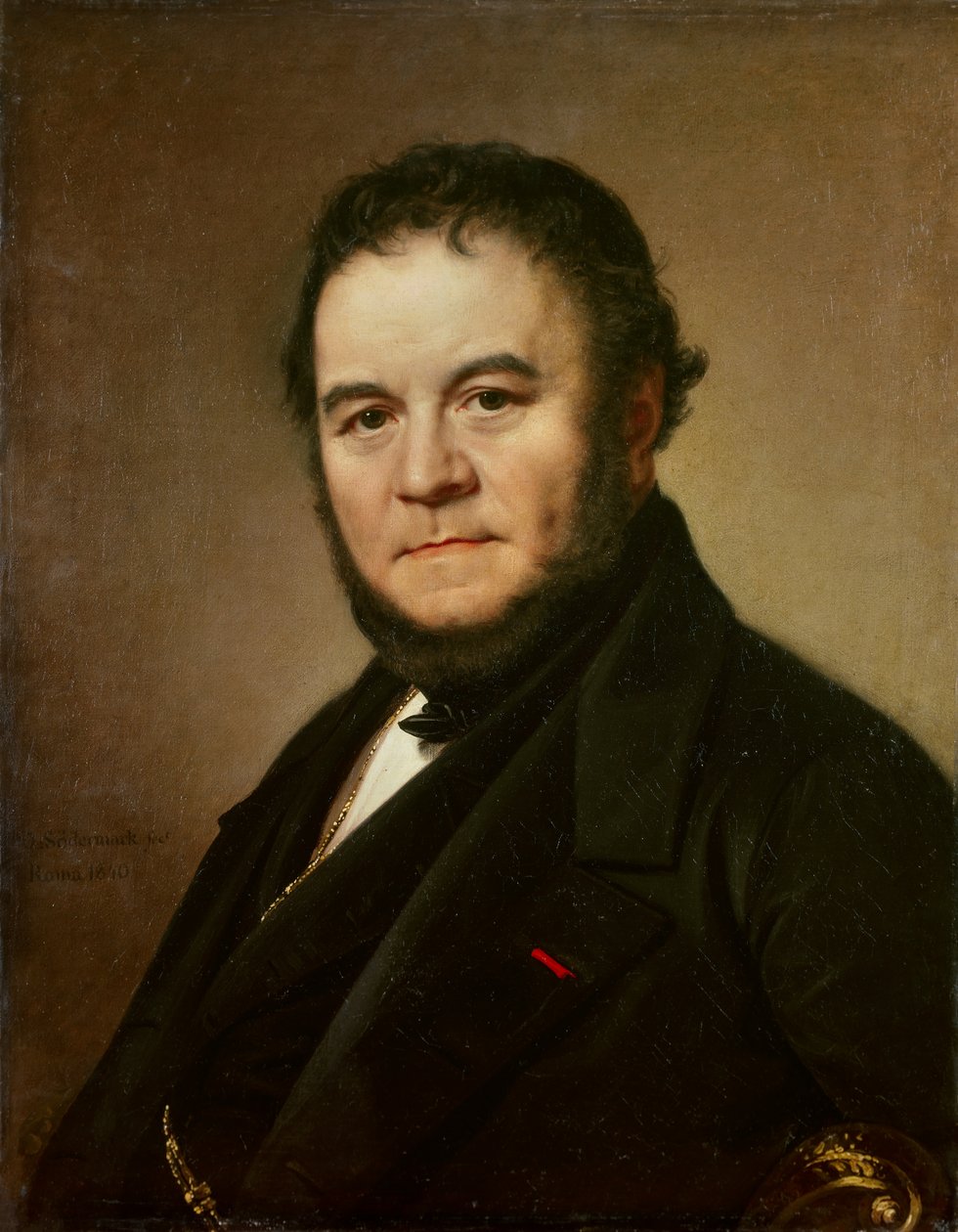 हेनरी बेयले डिट स्टेंडल (1783 - 1842) का पोर्ट्रेट, फ्रांसीसी लेखक। जोहान ओलाफ सोडरमार्क (1790 - 1848) द्वारा पेंटिंग, स्वीडिश स्कूल द्वारा जोहान ओलाफ सोडमार्क