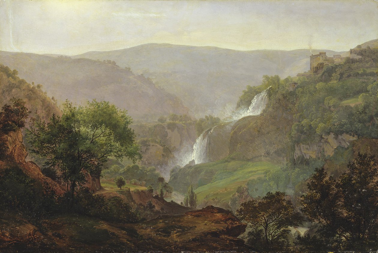 टिवोली के पास झरना, c.1808 (कैनवास पर कागज पर तेल) द्वारा जोहान मार्टिन वॉन रोहडेन