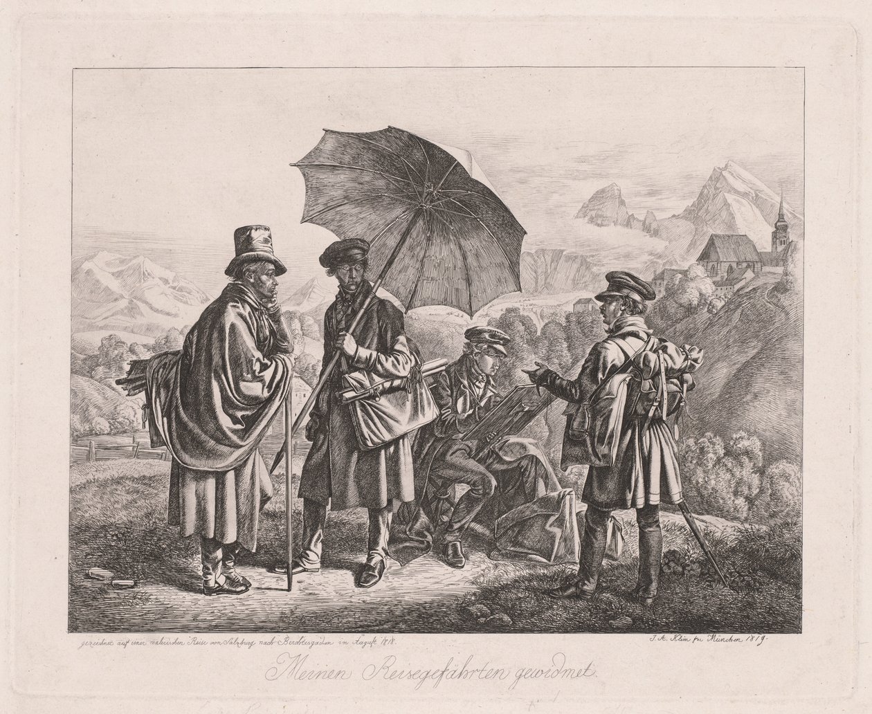 द आर्टिस्ट्स ऑन द जर्नी, 1819। द्वारा जोहान एडम क्लेन