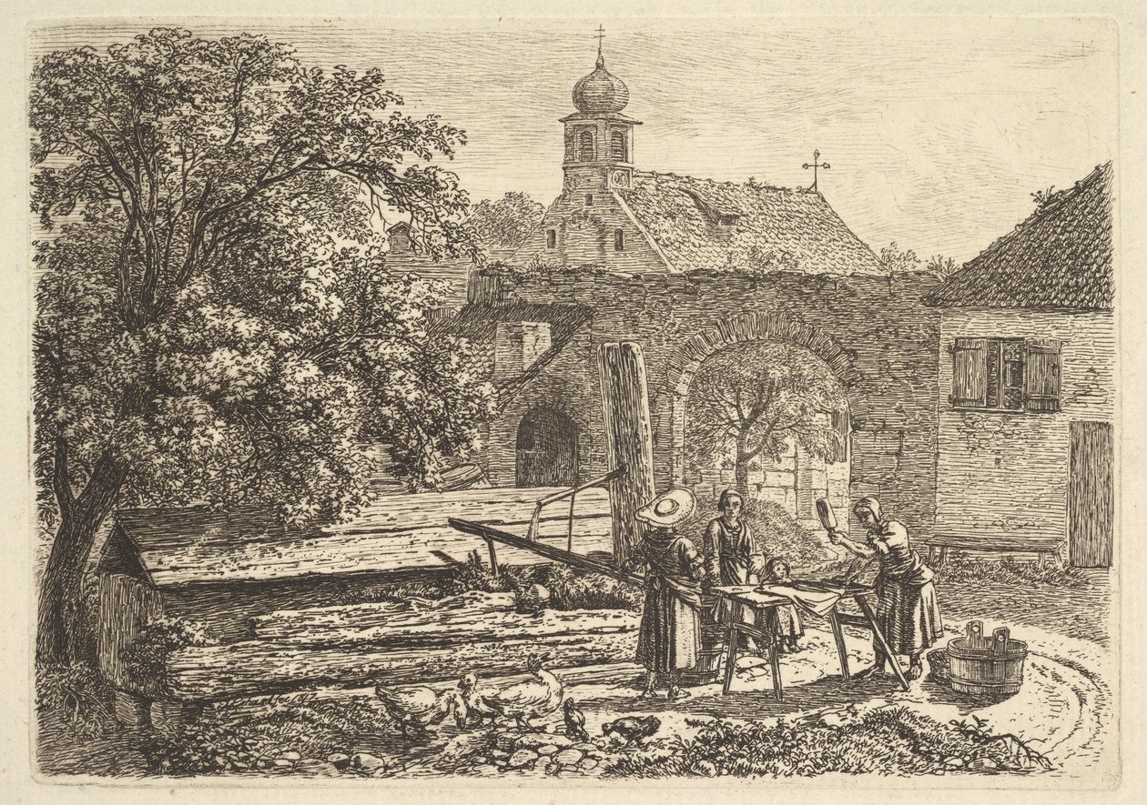 1817 में एक आर्टेशियन वेल में लॉन्ड्रेस। द्वारा जोहान क्रिश्चियन एरहार्ड