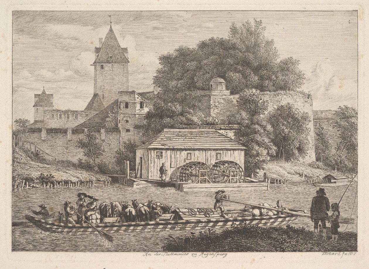 रेगन्सबर्ग की टाउन वॉल, 1817। द्वारा जोहान क्रिश्चियन एरहार्ड