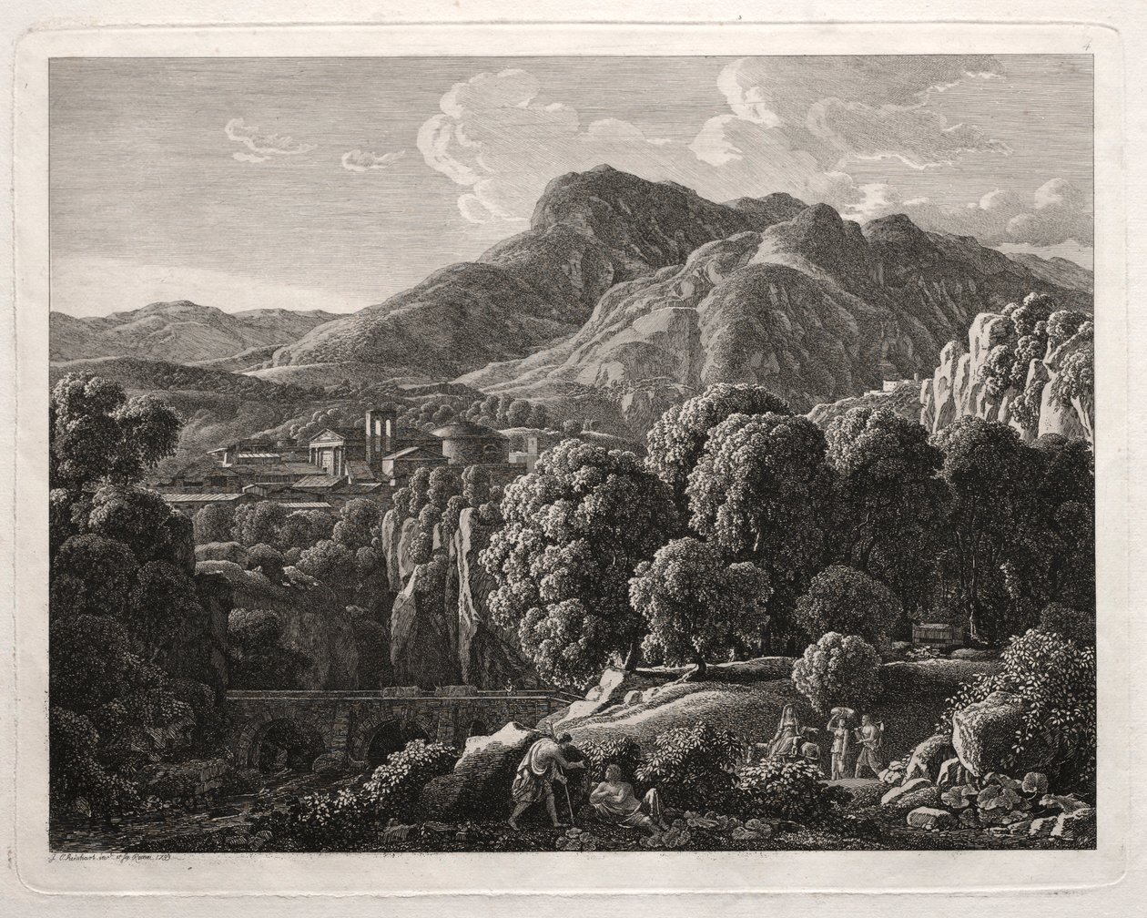वीर लैंडस्केप: टाउन और नदी के साथ लैंडस्केप, 1799। द्वारा जोहान क्रिश्चियन रेनहार्ट