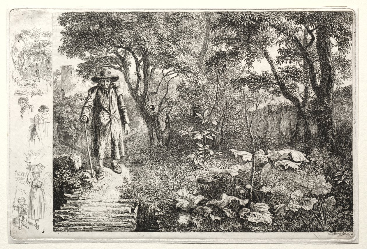 लॉग ब्रिज डेर अल्टे वोर डे नुपुपस्टेस्ट, 1819 से पहले बूढ़ा आदमी। द्वारा जोहान क्रिस्टोफ एरहार्ड
