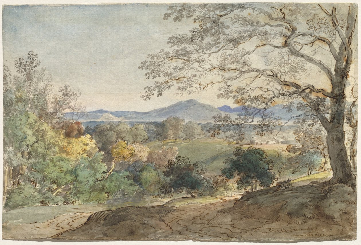 आल्प्स और न्यूब्यूर्न के लिए इन वैली के पार का दृश्य, c. 1790. द्वारा मैक्सिमिलियन जोहान जॉर्ज वॉन डिलिस