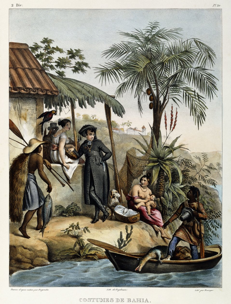 बाहिया की वेशभूषा, "सुरम्य दृश्य से ब्राजील तक", 1835 द्वारा जोहान मोरित्ज़ रुगेंडास