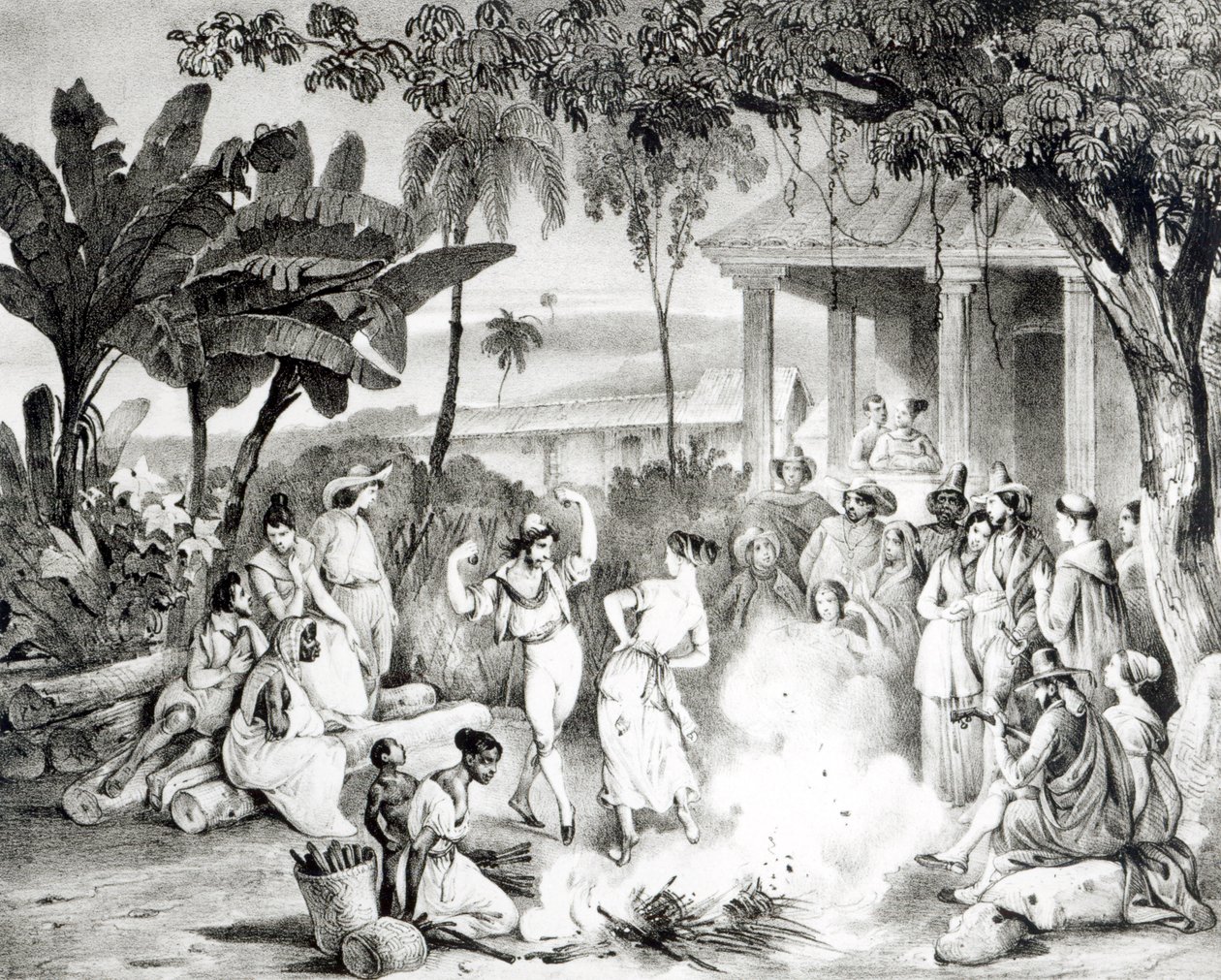 लैंडू डांस, विक्टर एडम और मोंथेलियर (लिथो) द्वारा उकेरा गया (bw फोटो) द्वारा जोहान मोरित्ज़ रुगेंडास