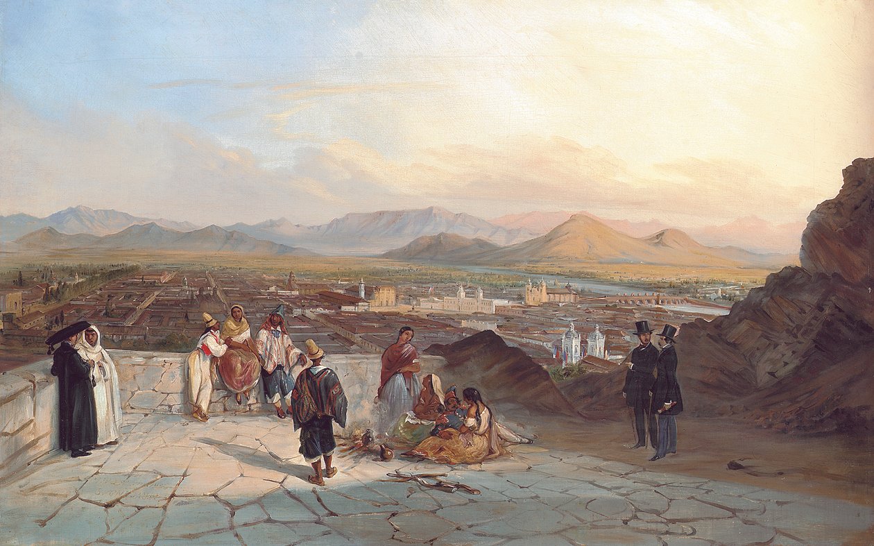 सांता लूसिया की पहाड़ी से सैंटियागो डे चिली, पश्चिम की ओर देखते हुए, 1841 द्वारा जोहान मोरित्ज़ रुगेंडास