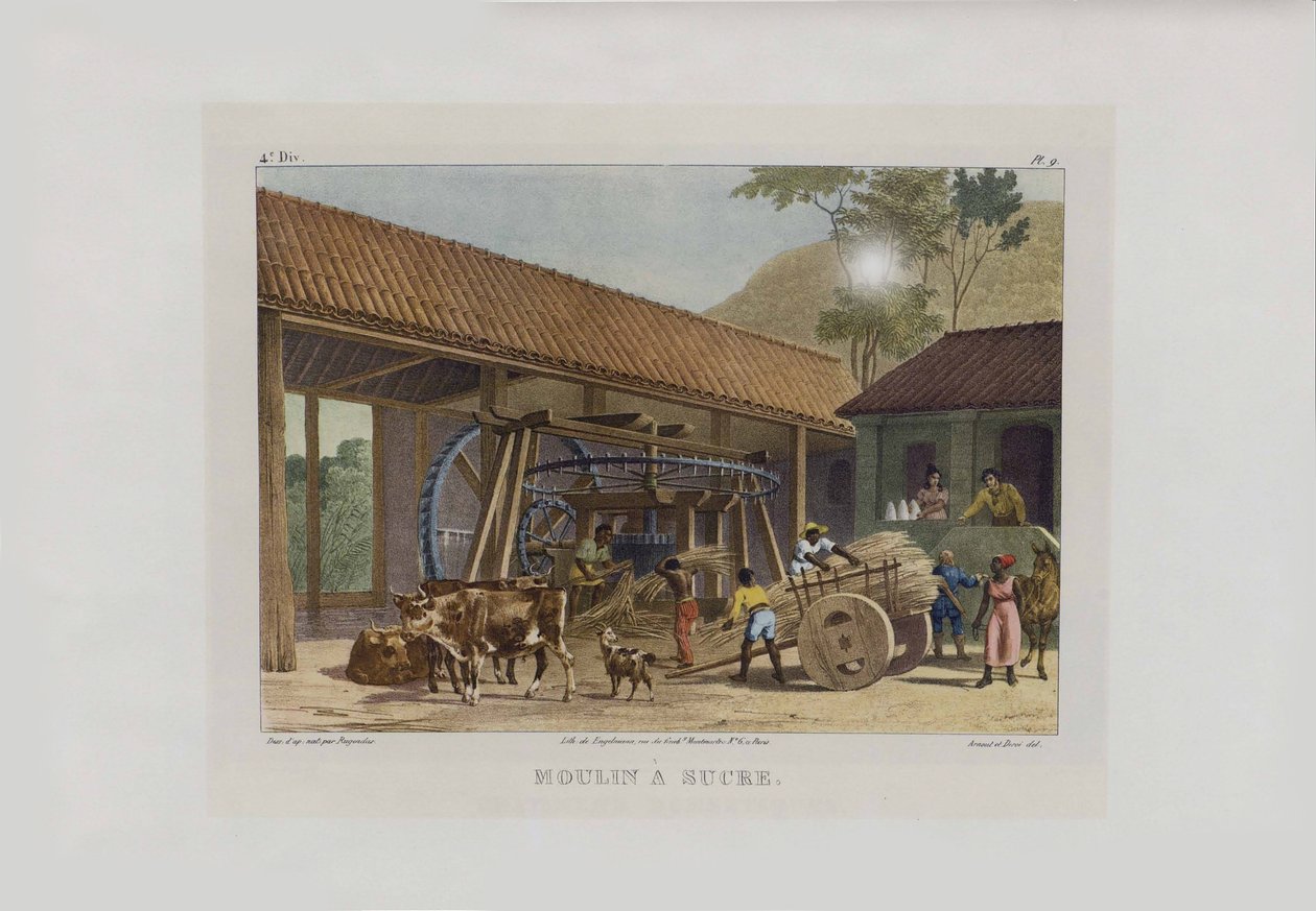 चीनी मिल। ब्राजील में पिक्चर्स जर्नी से, 1830-1835। द्वारा जोहान मोरित्ज़ रुगेंडास
