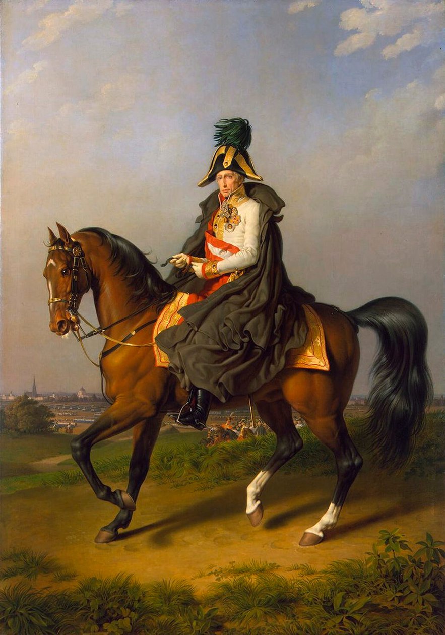 पवित्र रोमन सम्राट फ्रांसिस द्वितीय का अश्वारोही चित्र, 1768-1835, 1832। द्वारा जोहान पीटर क्राफ्ट