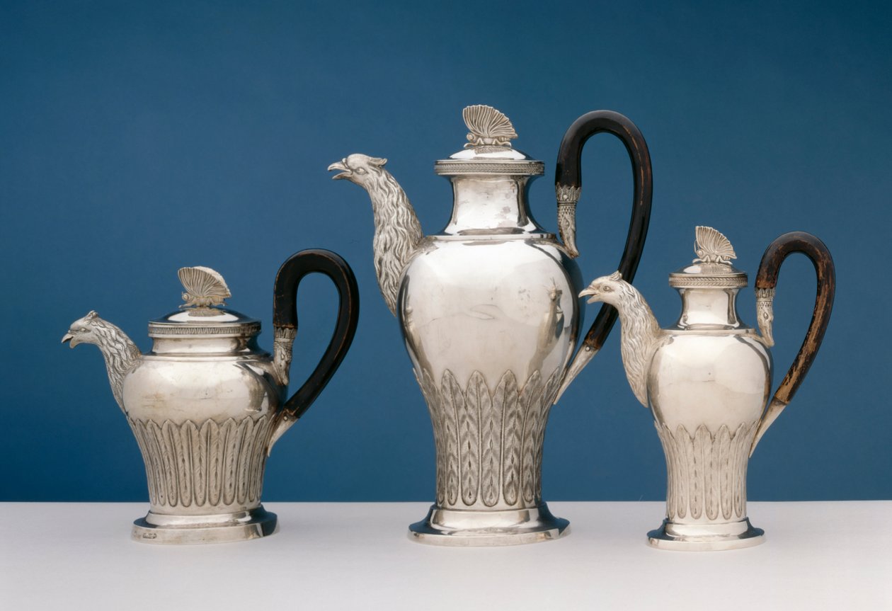 तीन चायदानी, 1811-20 (चांदी की लकड़ी) द्वारा जोहान्स ओस्टहेम