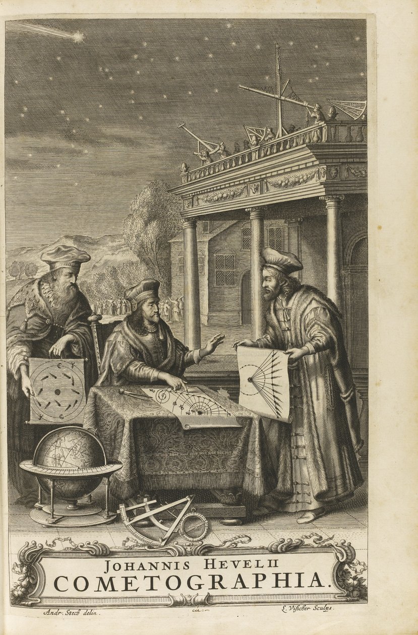 Cometographia। फ्रंटपीस, 1668 द्वारा जोहान्स हेवेलियस