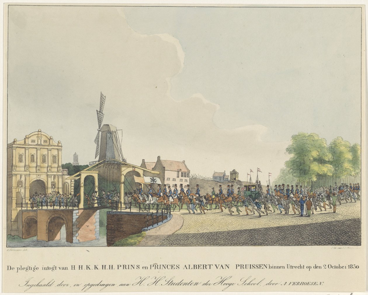 राजकुमारी मैरिएन और उनके पति राजकुमार अल्बर्ट का उट्रेच में प्रवेश, 1830 2 अक्टूबर 1830 को प्रशिया के HHKKHH राजकुमार और राजकुमारी अल्बर्ट का उट्रेच में औपचारिक प्रवेश (वस्तु पर शीर्षक) द्वारा जॉन पॉल हाउटमैन
