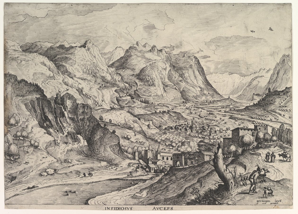 द लार्ज लैंडस्केप्स से क्राफ्टी बर्ड-कैचर इंसिडियोस ऑसेप्स, सीए। 1555-56। द्वारा जोहान्स वैन डोएटेकम I