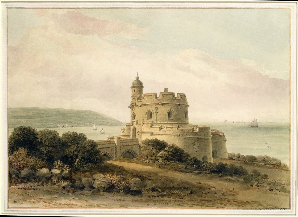 सेंट मावेस कैसल, कॉर्नवॉल, 1821 द्वारा जॉन चेसेल बकलर