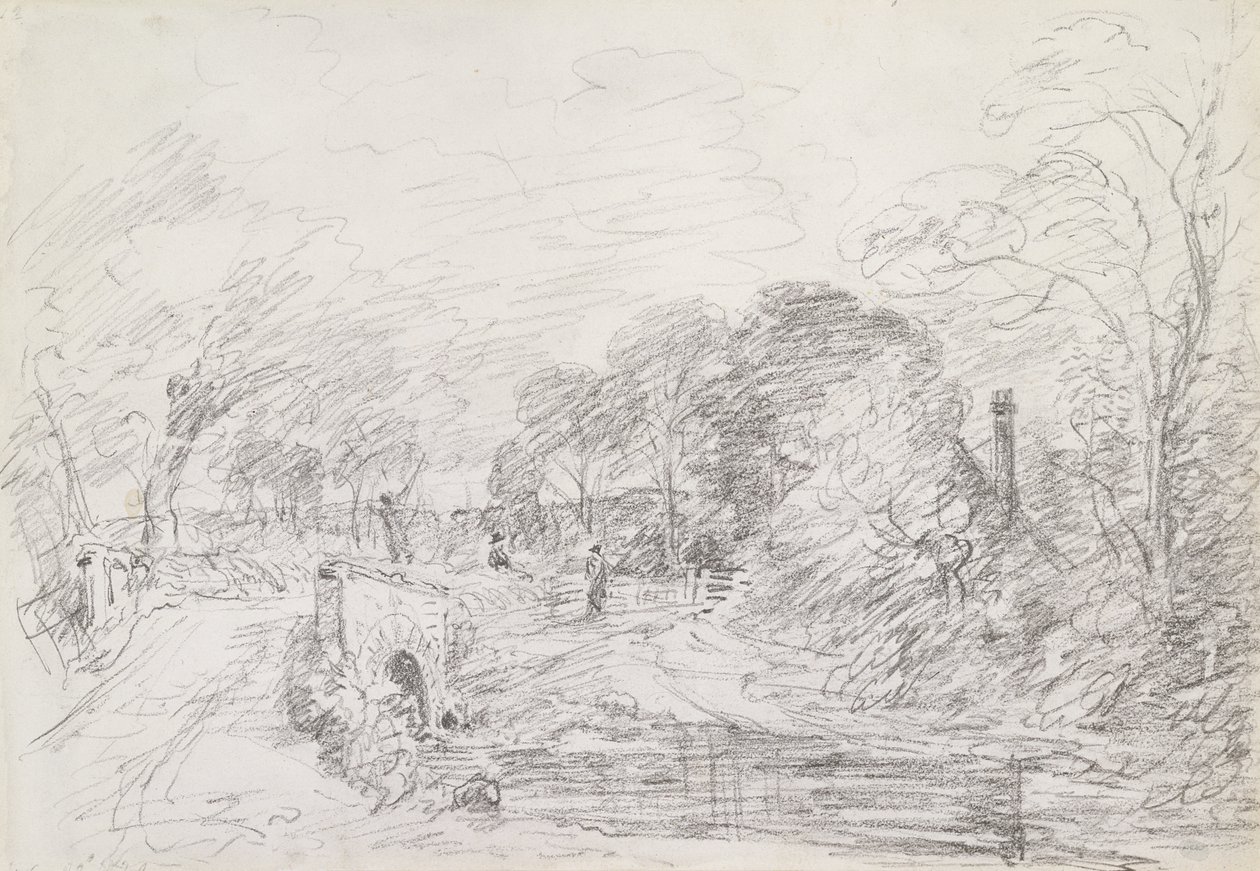 सेलिसबरी कोर्ट के पास एक पुल, c.1829 (कागज पर ग्रेफाइट) द्वारा जॉन कांस्टेबल